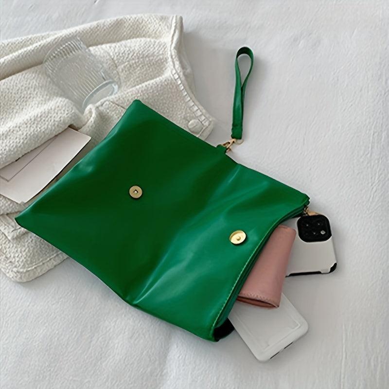 Minimalist Flap Clutch Bag Solid Wrist Purse Women's All Match Versatile