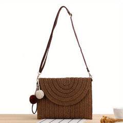 Boho Style Straw Braided Crossbody Bag for Travel