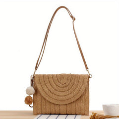 Boho Style Straw Braided Crossbody Bag for Travel