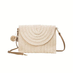 Boho Style Straw Braided Crossbody Bag for Travel