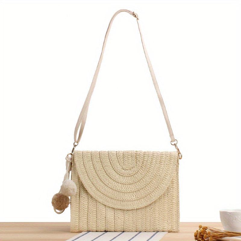 Boho Style Straw Braided Crossbody Bag for Travel