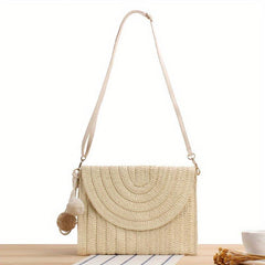 Boho Style Straw Braided Crossbody Bag for Travel