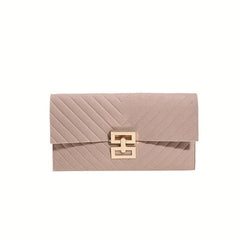 Slim Quilted Detail Long Clutch Wallet Women's Purse