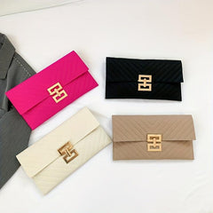 Slim Quilted Detail Long Clutch Wallet Women's Purse