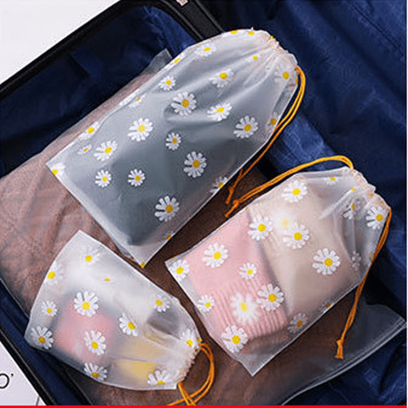Transparent Waterproof Travel Cosmetic Bag Drawstring Storage Bag