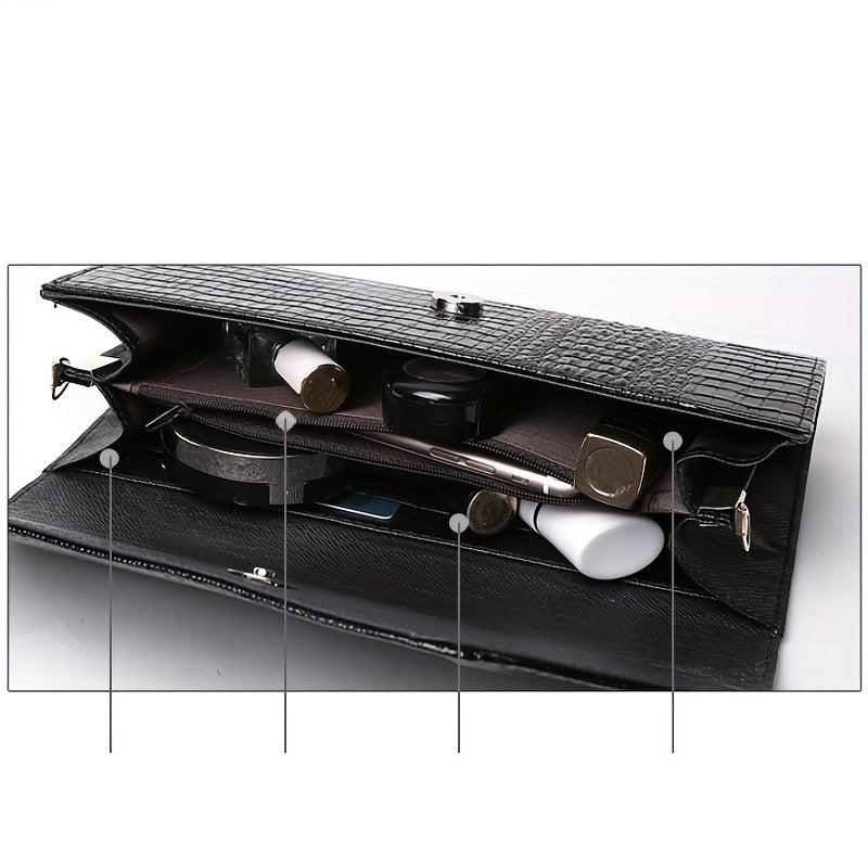 Crocodile Pattern Envelope Wallet PU Leather Card Holder Clutch Bag