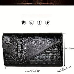 Crocodile Pattern Envelope Wallet PU Leather Card Holder Clutch Bag