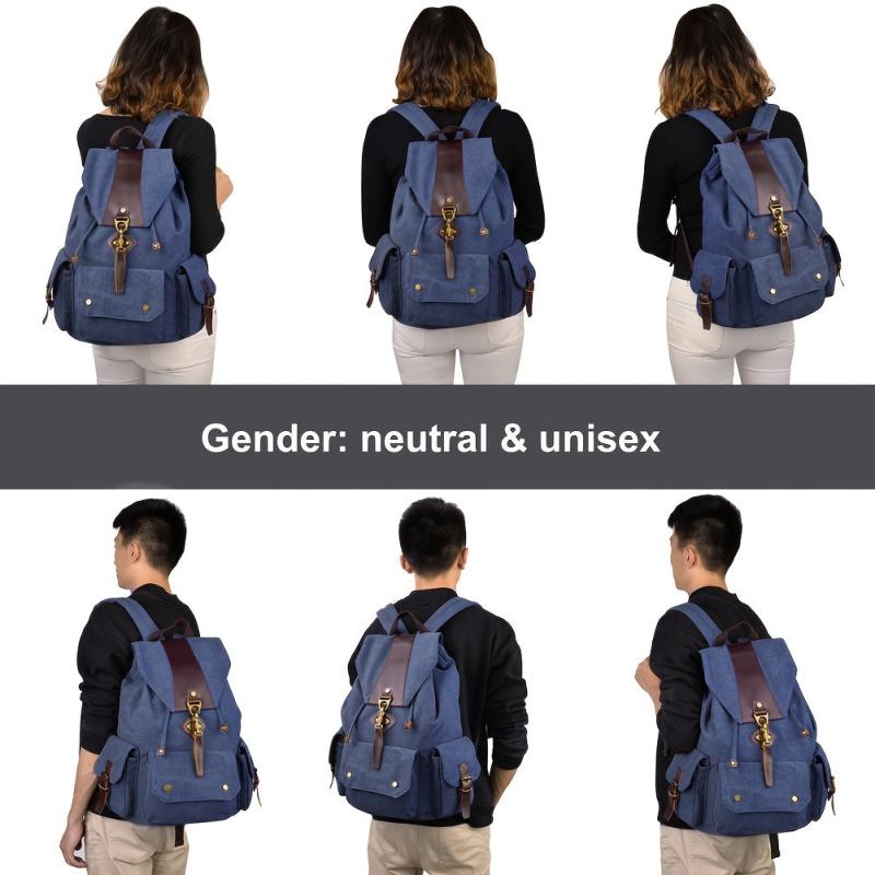 Canvas Casual Shoulder Bag Large Capacity Travel Backpack