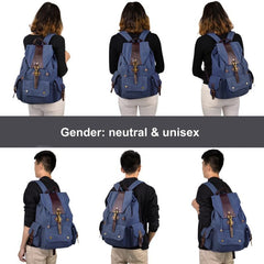 Canvas Casual Shoulder Bag Large Capacity Travel Backpack