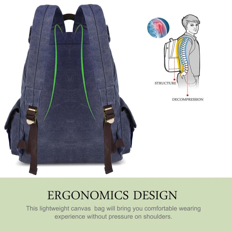 Canvas Casual Shoulder Bag Large Capacity Travel Backpack