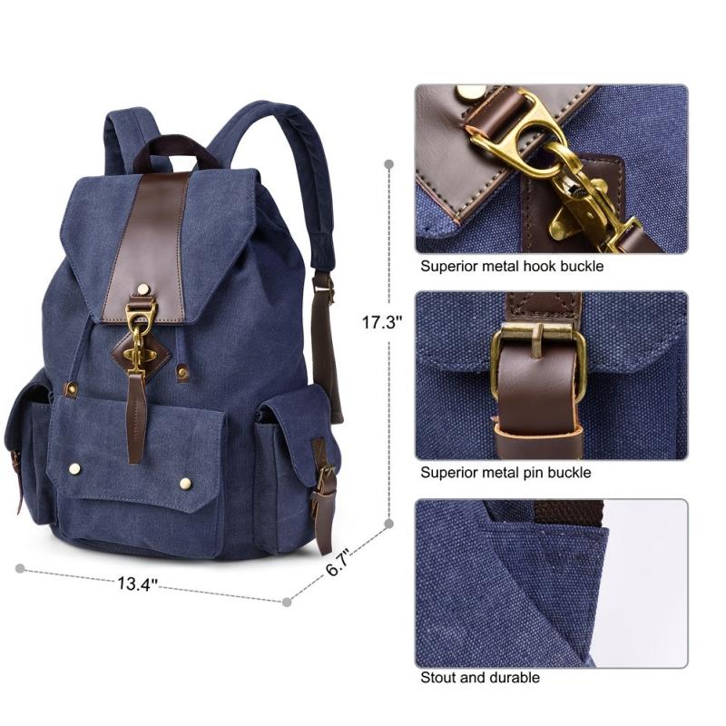 Canvas Casual Shoulder Bag Large Capacity Travel Backpack
