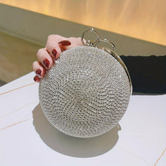 Round Rhinestone Ball Clutch Purse for Party Wedding