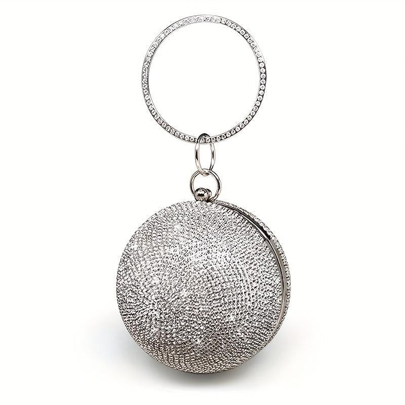 Round Rhinestone Ball Clutch Purse for Party Wedding