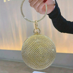 Round Rhinestone Ball Clutch Purse for Party Wedding