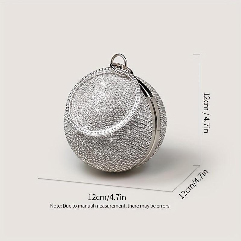 Round Rhinestone Ball Clutch Purse for Party Wedding
