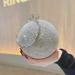 Round Rhinestone Ball Clutch Purse for Party Wedding