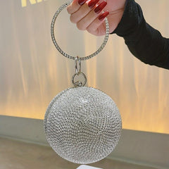 Round Rhinestone Ball Clutch Purse for Party Wedding