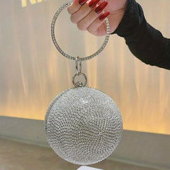 Round Rhinestone Ball Clutch Purse for Party Wedding