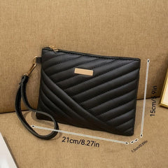 Quilted Handbags With Metal Decor Clutch Purse And Wristlet