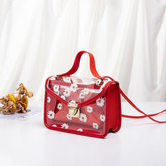 Daisy Print Clear Handbags Set PVC Crossbody Bag Women's Mini Flap Square Purse