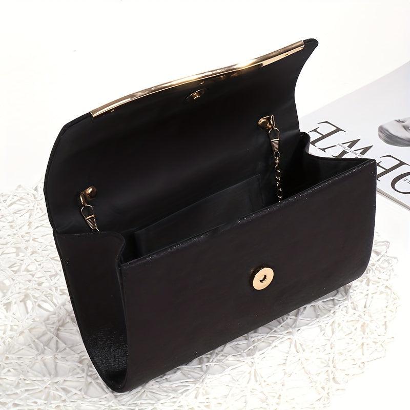 Sequined Evening Bag Metal Decor Flap Prom Purse Women's Clutch Bag