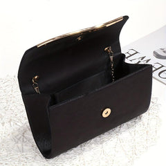Sequined Evening Bag Metal Decor Flap Prom Purse Women's Clutch Bag
