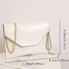 Envelope Handbag Women's Clutch PU Leather Chain Crossbody Bag