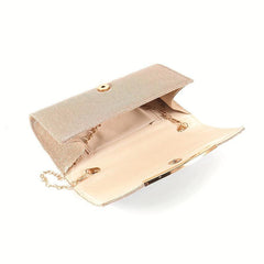 Ruched Evening Bag Metal Decor Flap Clutch Purse Glitter Handbag