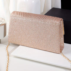 Glitter Ruched Wedding Bag Chain Crossbody Bag Women's Evening Bag