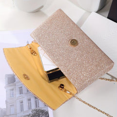 Glitter Ruched Wedding Bag Chain Crossbody Bag Women's Evening Bag