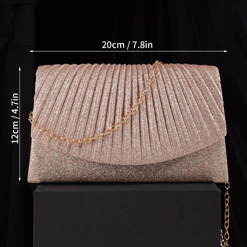 Glitter Ruched Wedding Bag Chain Crossbody Bag Women's Evening Bag