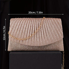 Glitter Ruched Wedding Bag Chain Crossbody Bag Women's Evening Bag