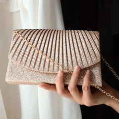 Glitter Ruched Wedding Bag Chain Crossbody Bag Women's Evening Bag