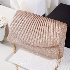 Glitter Ruched Wedding Bag Chain Crossbody Bag Women's Evening Bag