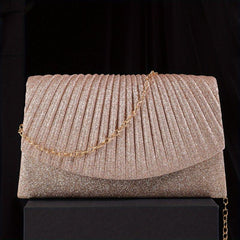 Glitter Ruched Wedding Bag Chain Crossbody Bag Women's Evening Bag