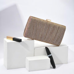 Glitter Ruched Evening Clutch Bag for Party & Wedding