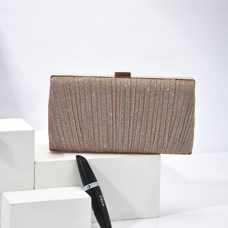 Glitter Ruched Evening Clutch Bag for Party & Wedding