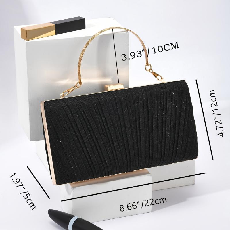 Glitter Ruched Evening Clutch Bag for Party & Wedding