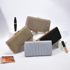 Glitter Ruched Evening Clutch Bag for Party & Wedding