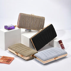 Glitter Ruched Evening Clutch Bag for Party & Wedding