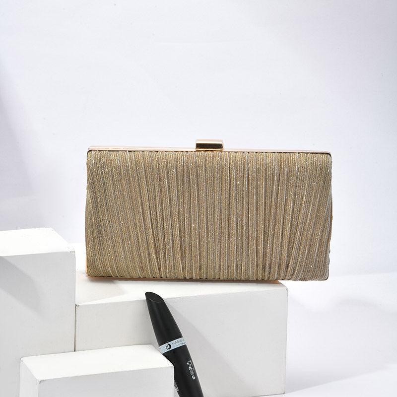Glitter Ruched Evening Clutch Bag for Party & Wedding