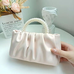 Ruched Detail Evening Bag Top Handle Purse