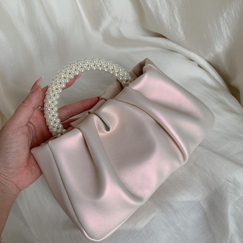 Ruched Detail Evening Bag Top Handle Purse