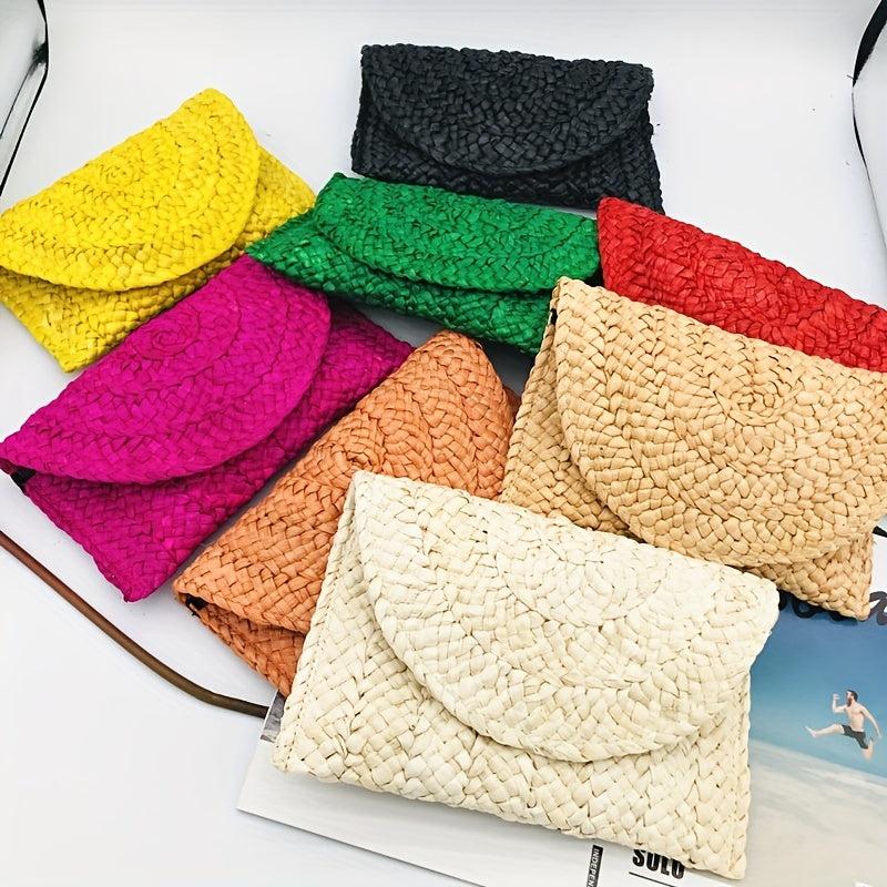 Straw Woven Banquet Bag Boho Style Clutch Purse Handbags For Women