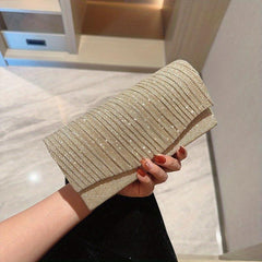 Glitter Metal Chain Envelope Clutch Bag Elegant Evening Bag