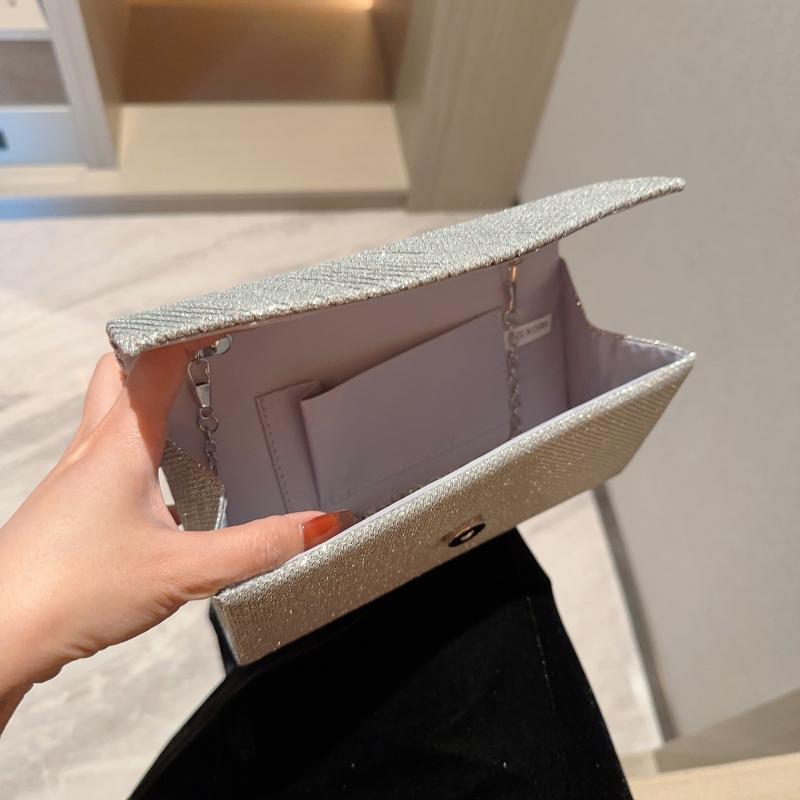 Glitter Metal Chain Envelope Clutch Bag Elegant Evening Bag