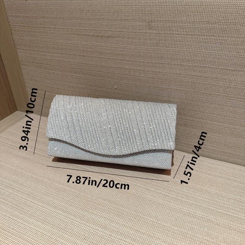 Glitter Metal Chain Envelope Clutch Bag Elegant Evening Bag