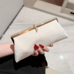 Rhinestone Glitter Metal Chain Handbag Elegant Frame Purse