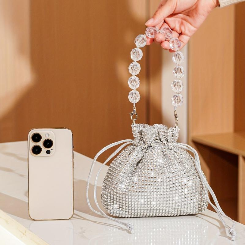 Glitter Rhinestone Evening Bag Drawstring Party Bag