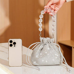 Glitter Rhinestone Evening Bag Drawstring Party Bag